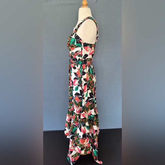 MISA Los Angeles Floral Dress Esperanza Asymmetrical Hem Ruched Bust Midi small - Picture 8 of 16